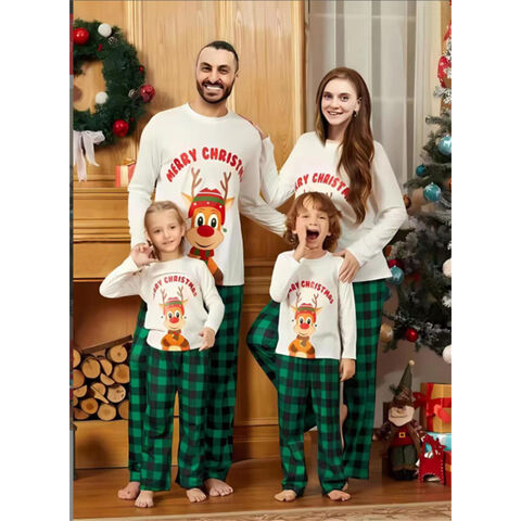 Pijamas Navideños Familiares de Otoño Estilo Europeo y Americano para Vacaciones
