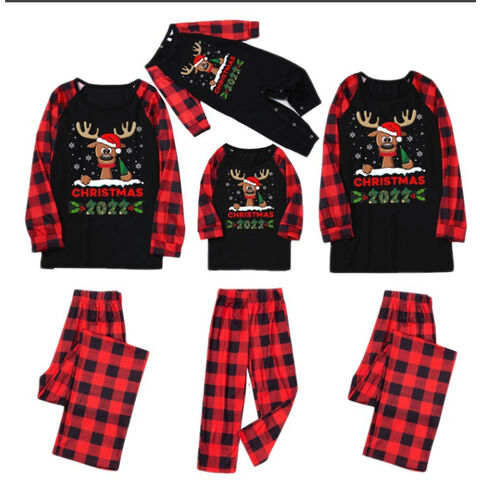 Pijamas Navideños Familiares de Otoño Estilo Europeo y Americano para Vacaciones