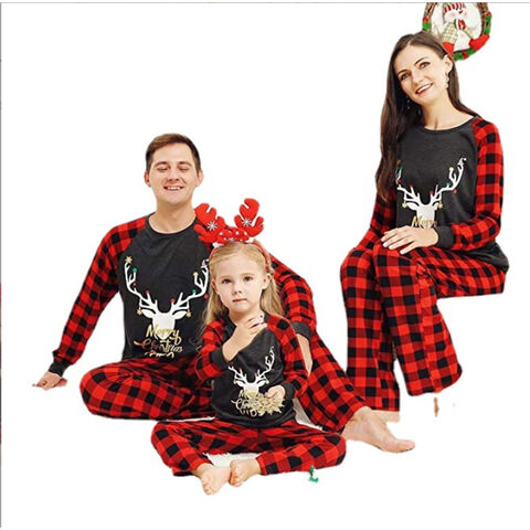Pijamas Navideños Familiares de Otoño Estilo Europeo y Americano para Vacaciones