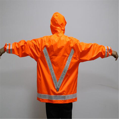 Ropa de seguridad vial, impermeable reflectante con carga USB y luz LED, abrigo de seguridad JX