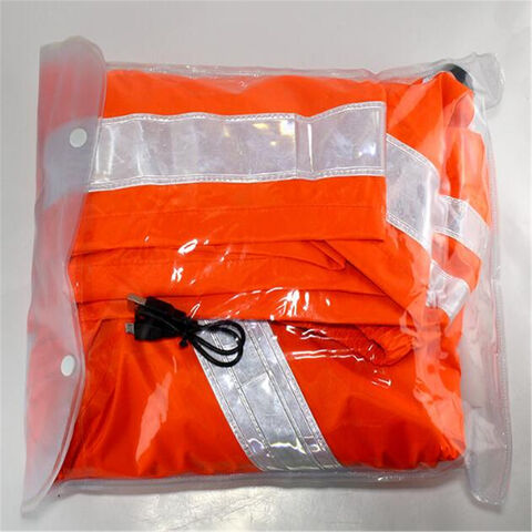 Ropa de seguridad vial, impermeable reflectante con carga USB y luz LED, abrigo de seguridad JX