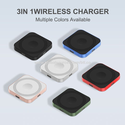15W 3 dans 1 chargeur sans fil magnétique pour le téléphone portable Airpods d'IWatch (vert)
