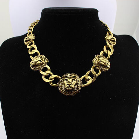 Collier avec Pendentif Lion Doré au Design Simple, Tailles Personnalisables
