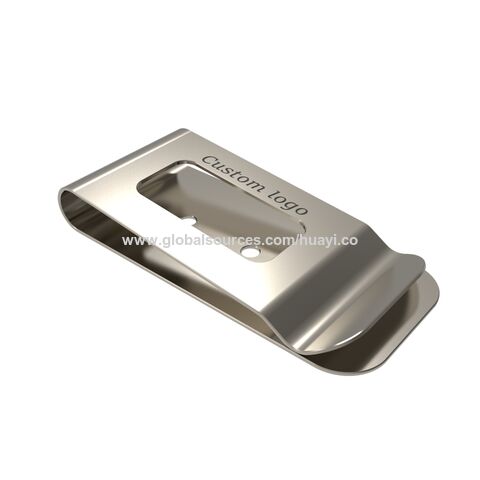 Clip para billetes personalizado de acero inoxidable con acabado símil cuero