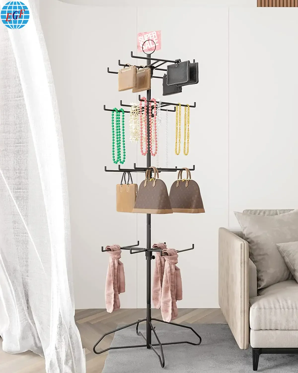 Factory Direct High Quality China Wholesale 4-tier 24-hook Wire Base ...