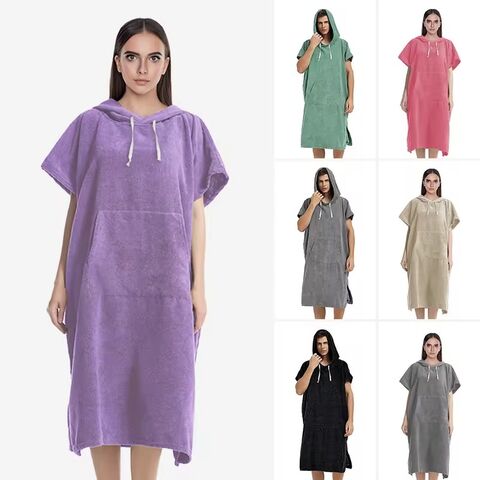Werbe-Strandtuch im Großhandel, Bademantel aus weichem Frottee, Umziehhilfe mit Kapuze, Handtücher individuell gestalten, Unisex-Poncho
