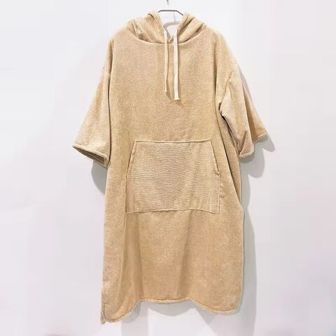 Werbe-Strandtuch im Großhandel, Bademantel aus weichem Frottee, Umziehhilfe mit Kapuze, Handtücher individuell gestalten, Unisex-Poncho