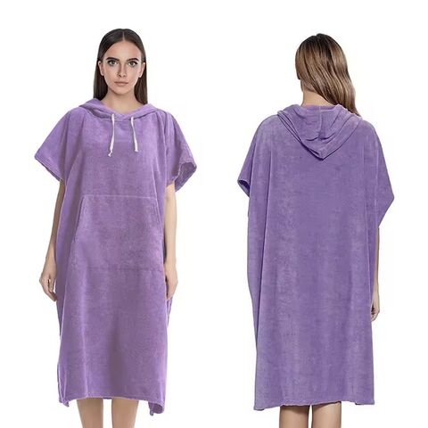 Werbe-Strandtuch im Großhandel, Bademantel aus weichem Frottee, Umziehhilfe mit Kapuze, Handtücher individuell gestalten, Unisex-Poncho