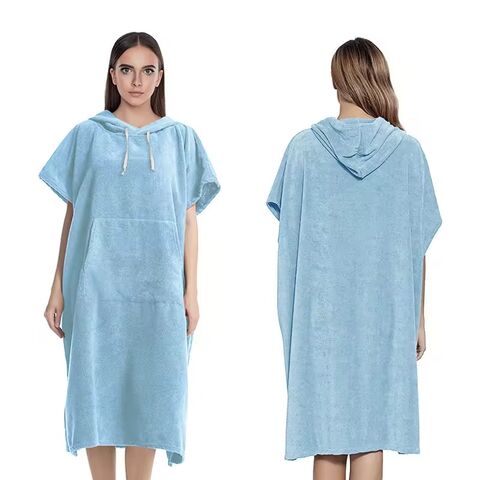 Werbe-Strandtuch im Großhandel, Bademantel aus weichem Frottee, Umziehhilfe mit Kapuze, Handtücher individuell gestalten, Unisex-Poncho