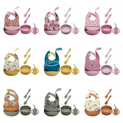 Set de Inicio BLW para Bebés: Bol de Succión de Silicona, Cucharas, Babero y Vaso. Fomenta la Alimentación Autónoma. Apto para Lavavajillas. Kit Completo para BLW al por mayor.