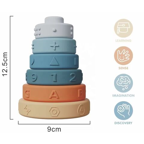 Blocs de Construction en Silicone pour Bébés, Jouet d'Empilage