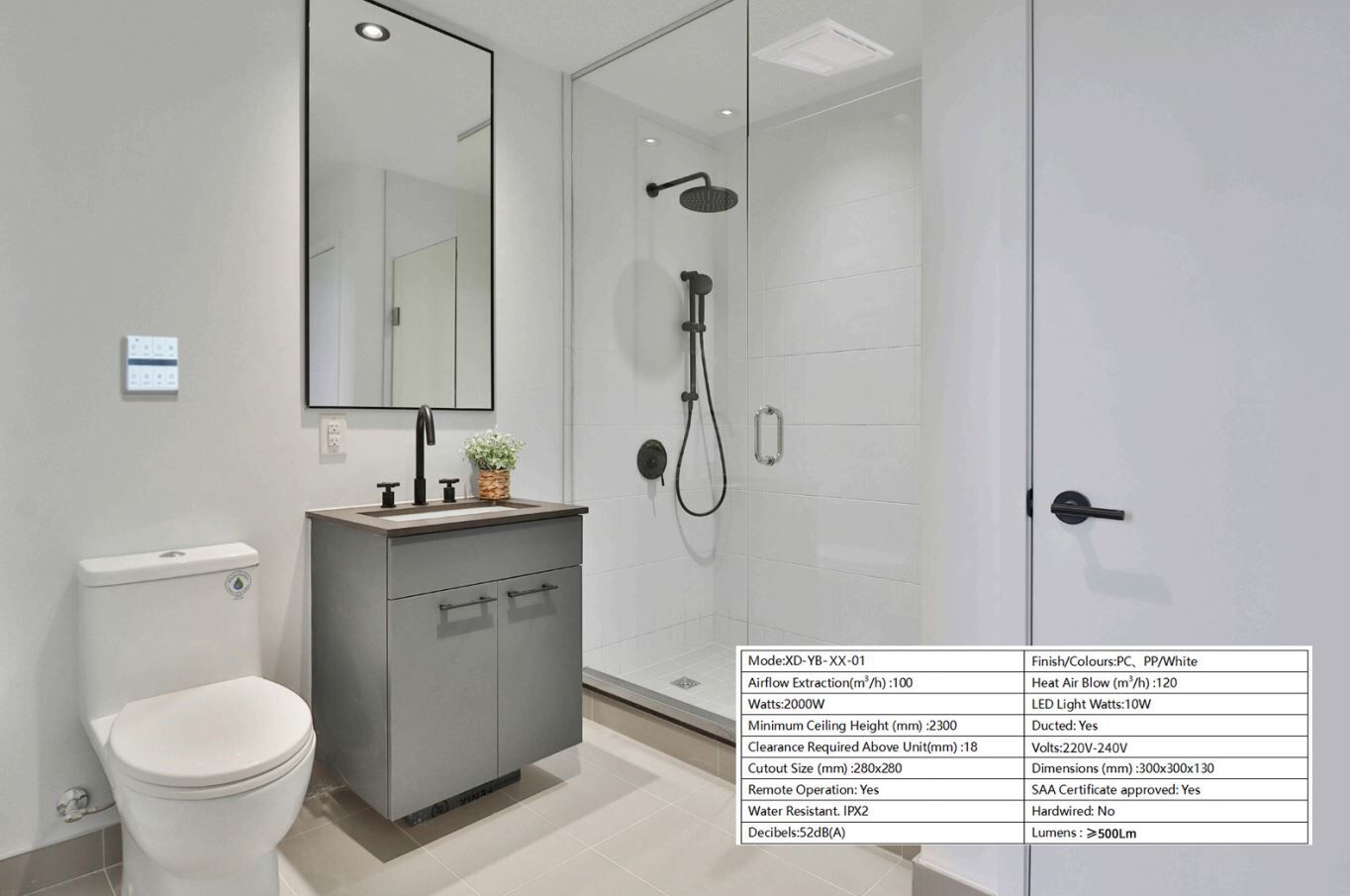 Oem Manufacturer 4 In 1 Square Ceiling Mounted Bathroom Heater With Air ...