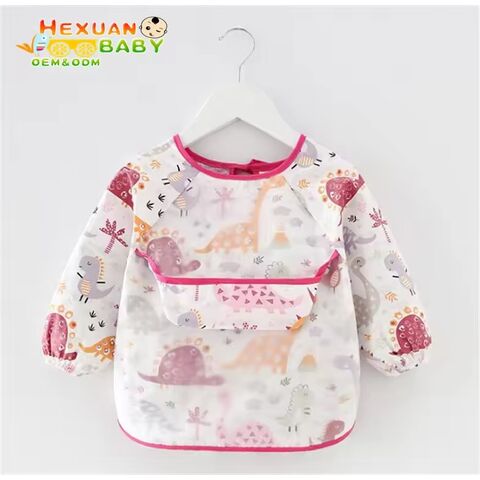 Baberos impermeables para bebés, batas para niños, ropa anti-manchas para bebés, ropa para comer para niños, baberos impermeables de manga larga con bolsillo