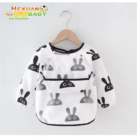 Baberos impermeables para bebés, batas para niños, ropa anti-manchas para bebés, ropa para comer para niños, baberos impermeables de manga larga con bolsillo