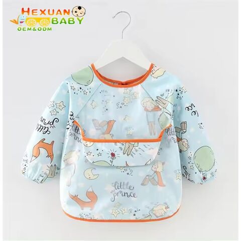 Baberos impermeables para bebés, batas para niños, ropa anti-manchas para bebés, ropa para comer para niños, baberos impermeables de manga larga con bolsillo