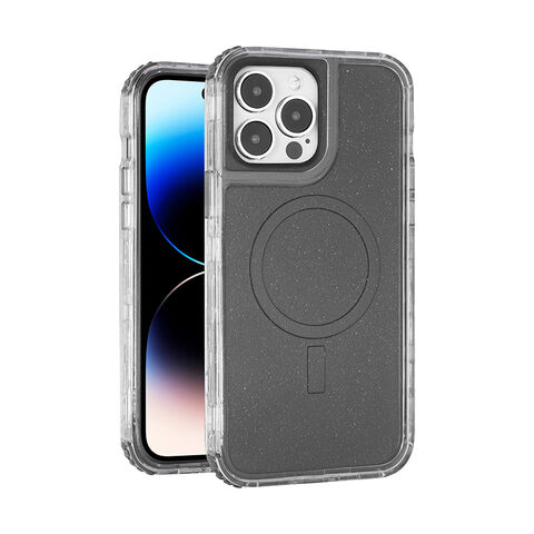 Coque de téléphone à paillettes Urban Play pour iPhone 15, motif peint à l'intérieur, coque hybride 3-en-1 en TPU et PC.