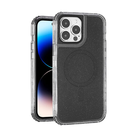 Coque de téléphone à paillettes Urban Play pour iPhone 15, motif peint à l'intérieur, coque hybride 3-en-1 en TPU et PC.