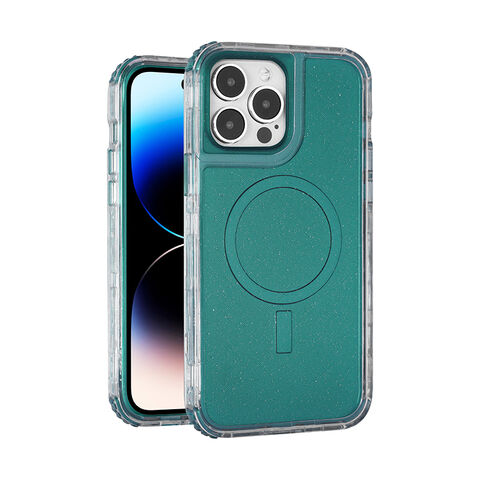 Coque de téléphone à paillettes Urban Play pour iPhone 15, motif peint à l'intérieur, coque hybride 3-en-1 en TPU et PC.