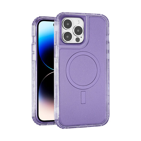 Coque de téléphone à paillettes Urban Play pour iPhone 15, motif peint à l'intérieur, coque hybride 3-en-1 en TPU et PC.