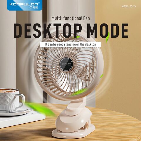 Konfulon 2024 Neu eingetroffener Desktop-Clip-Ventilator, maximale Windgeschwindigkeit in 5 Stufen einstellbar