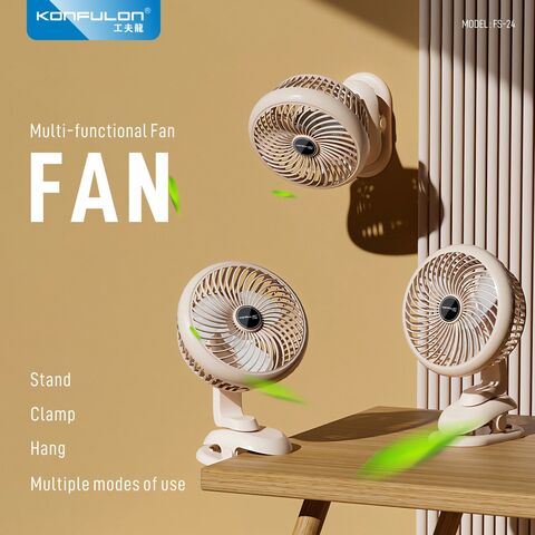 Konfulon 2024 Neu eingetroffener Desktop-Clip-Ventilator, maximale Windgeschwindigkeit in 5 Stufen einstellbar
