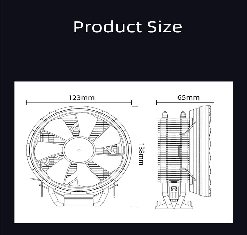Factory Wholesale Coolmoon New Gaming Computer 2 Heatpipes Cpu Heatsink
