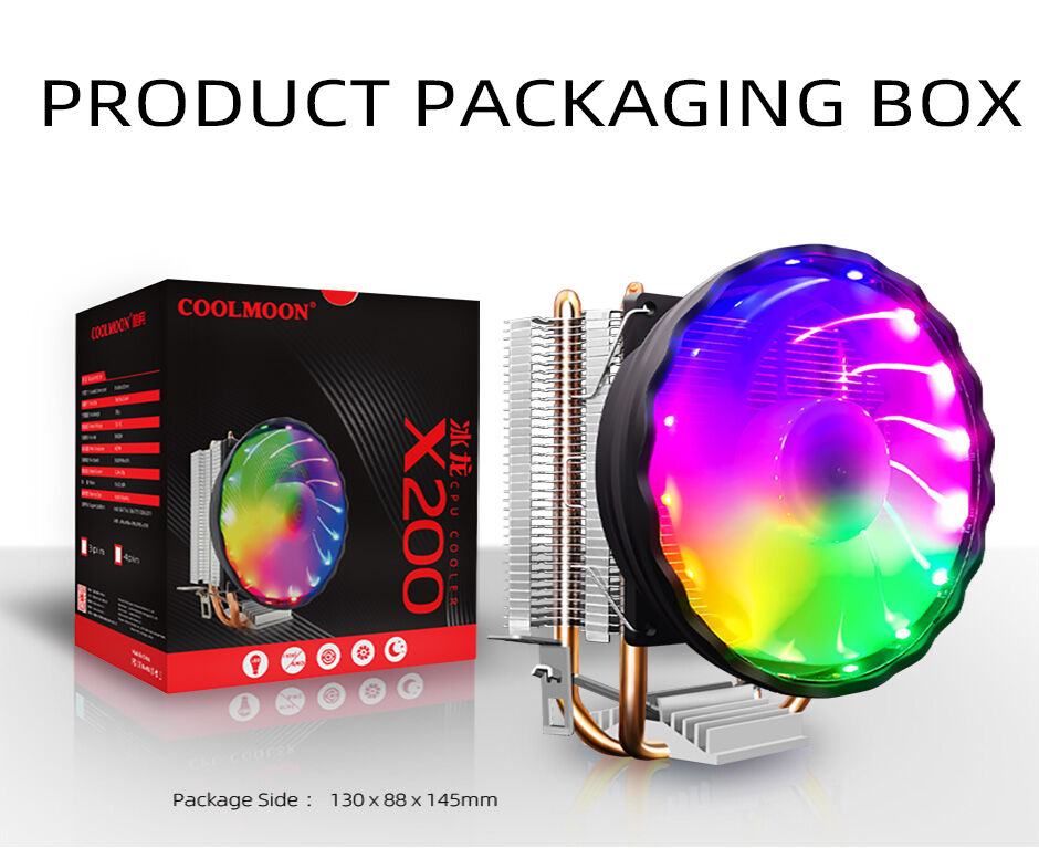 Factory Wholesale Coolmoon New Gaming Computer 2 Heatpipes Cpu Heatsink ...