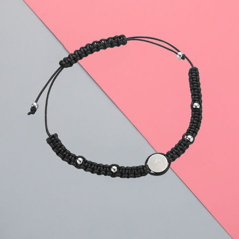 Individuelles Logo Schönes Großhandel Heiß Verkaufendes Schwarzes Seilarmband Handgefertigtes Geflochtenes Verstellbares Armband