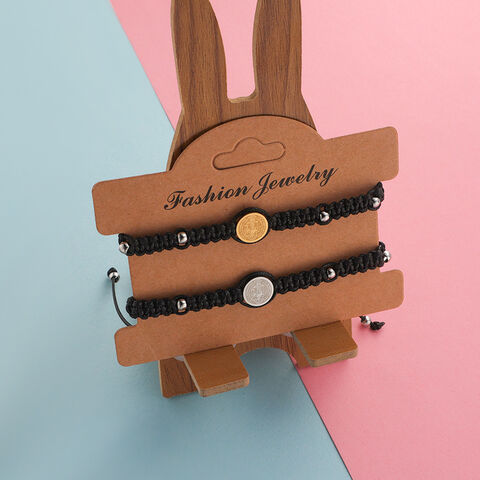 Individuelles Logo Schönes Großhandel Heiß Verkaufendes Schwarzes Seilarmband Handgefertigtes Geflochtenes Verstellbares Armband