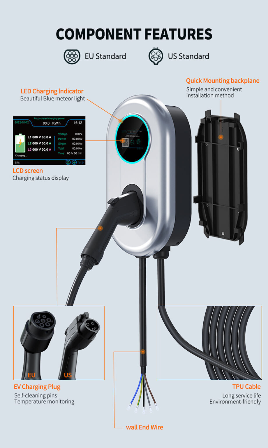 App Control Wallbox Ev Charging Station 48a Home Use Us Plug Smart Type ...