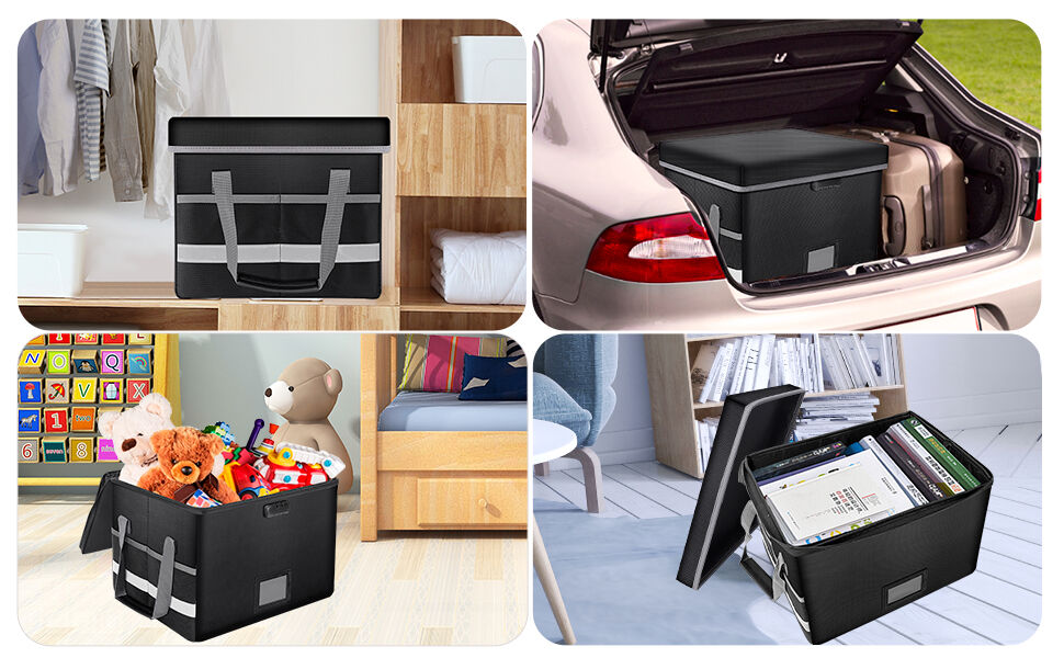 File Storage Pull Box Storage Box With Lift-off Lid Fireproof File Box Collapsible Portable ...