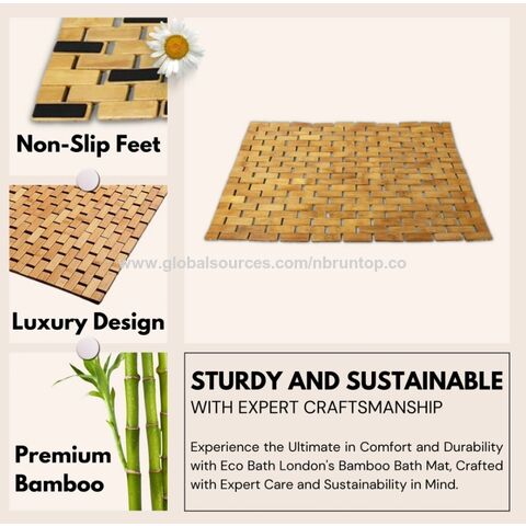 Tapete de banho antiderrapante de bambu barato, à prova d'água, tapete de banheiro resistente para chuveiro de luxo, venda por atacado