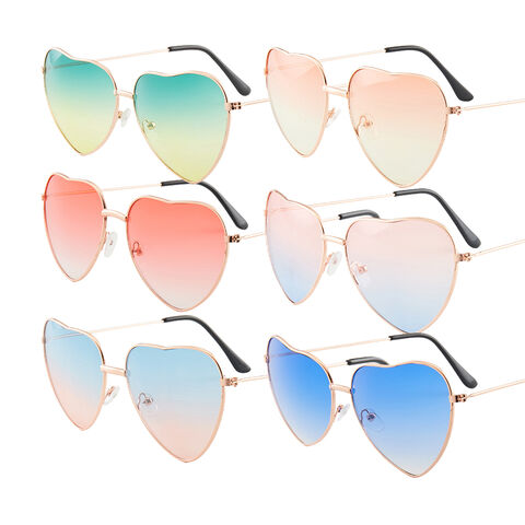 Óculos de sol promocionais de vários estilos da moda com impressão de logotipo, óculos de sol de coração personalizados