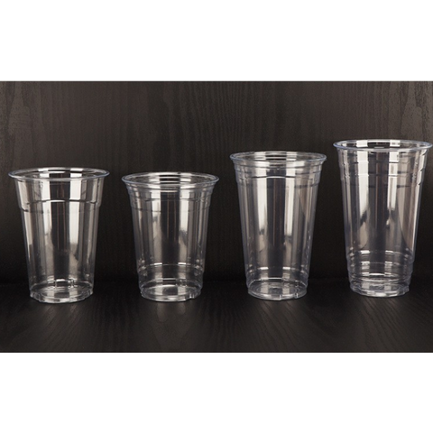 Einweg-PET-Becher mit Werbedrucklogo oder -design, kundenspezifische transparente Plastikbecher für Smoothies, Kaffee und Milch