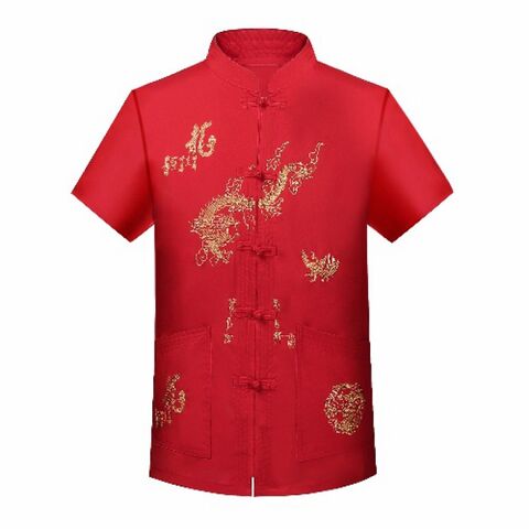 Vintage chino de cuello alto Tang traje Han tradicional ropa con botón de mano hombres camisa casual