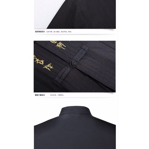 Vintage chino de cuello alto Tang traje Han tradicional ropa con botón de mano hombres camisa casual