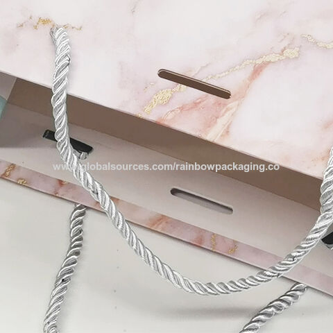 Sac de shopping en papier bleu de luxe avec logo de marque personnalisé pour l'emballage de vêtements, sac cadeau