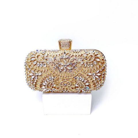 Popular Luxury Diamond Rhinestone Pearls Beaded Wedding Crystal Banquet Hand Bag Ladies Bridal Evening Bag