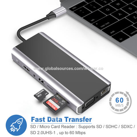 Concentrador USB 9 Puertos Diseño de Fábrica 4k30HZ HDTV Adaptador Multifunción Estación de Acoplamiento USB-C Para Laptop Macbook Monitor