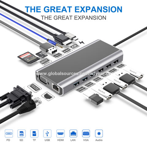 Concentrador USB 9 Puertos Diseño de Fábrica 4k30HZ HDTV Adaptador Multifunción Estación de Acoplamiento USB-C Para Laptop Macbook Monitor