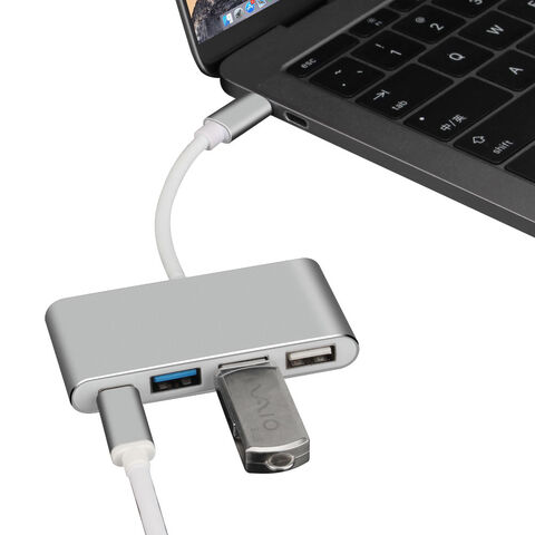 Hub USB 3.0 4 en 1 Directo de Fábrica Tipo C, Mini Hub USB 4 en 1 Tipo C con Cable para Macbook Pro, Estación de Acoplamiento