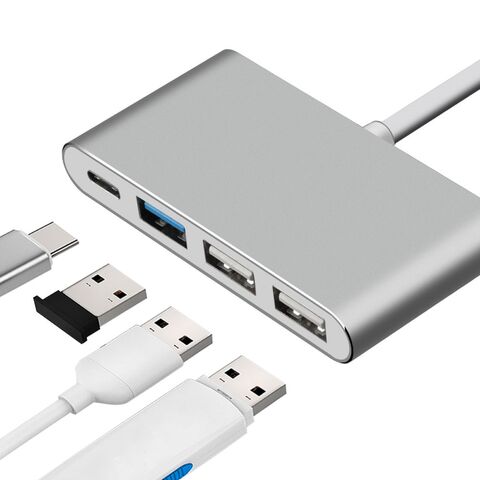 Hub USB 3.0 4 en 1 Directo de Fábrica Tipo C, Mini Hub USB 4 en 1 Tipo C con Cable para Macbook Pro, Estación de Acoplamiento