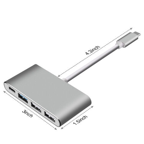 Hub USB 3.0 4 en 1 Directo de Fábrica Tipo C, Mini Hub USB 4 en 1 Tipo C con Cable para Macbook Pro, Estación de Acoplamiento