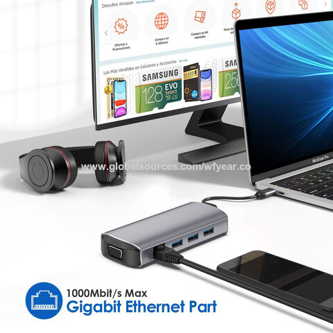 Estación de Acoplamiento USB Tipo C 10 en 1 OEM/ODM al por mayor, USB C a USB3.0 *3+USB-C PD+Ranura SD +TF+HDMI+VGA