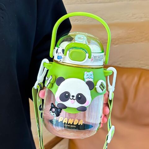 Lindo Vaso de Plástico de Gran Capacidad para Viajes, 820 ml - Popular Botella de Agua de Plástico con Dibujos Animados, Preciosa Panada, para Niños