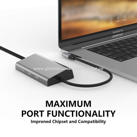 Concentrador USB 3.0 de 8 Puertos con Adaptador 4K, Carga Rápida y RJ45 100M - Estación de Acoplamiento Multifunción Directa de Fábrica para Ordenadores y Macbook