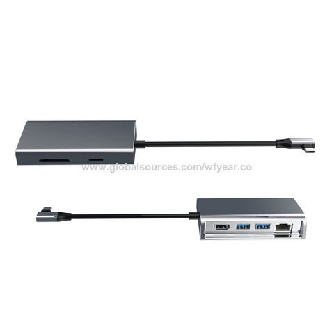 Concentrador USB 3.0 de 8 Puertos con Adaptador 4K, Carga Rápida y RJ45 100M - Estación de Acoplamiento Multifunción Directa de Fábrica para Ordenadores y Macbook