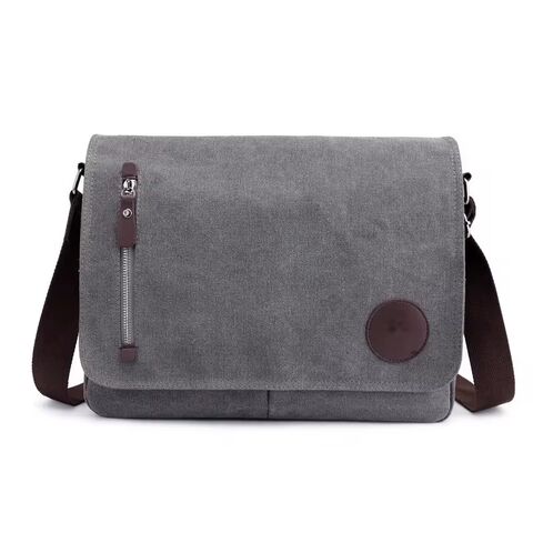 Bolsa de Mensageiro de Lona Masculina com Zíper Personalizado, Bolsa Transversal Casual para Viagem e Escola com Alça de Ombro
