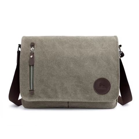 Bolsa de Mensageiro de Lona Masculina com Zíper Personalizado, Bolsa Transversal Casual para Viagem e Escola com Alça de Ombro