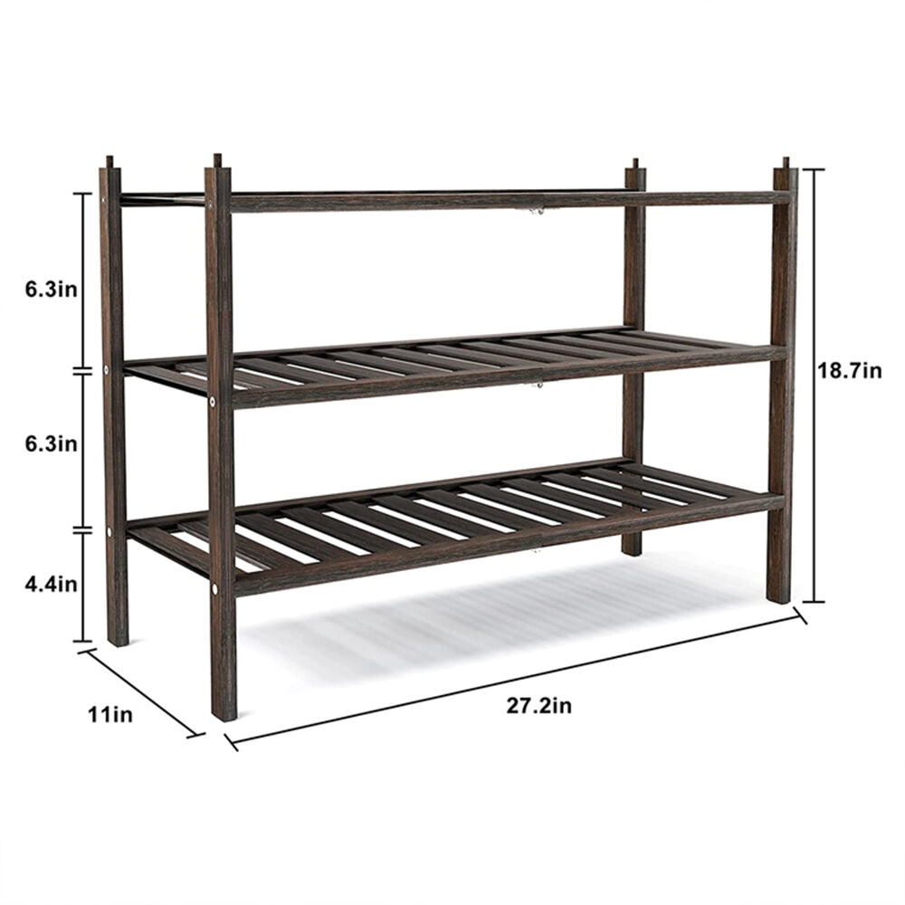 Shoeden Racks Space Saving Bamboo Shoe Shelf Storage Organizer 3 Tier Stackable ...